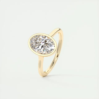 Anillo de compromiso estilo solitario con bisel y diamante ovalado de 1,0 a 3,0 ct