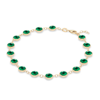 13.44CT Bezel Set Round Emerald Diamond May Birthstone Bracelet