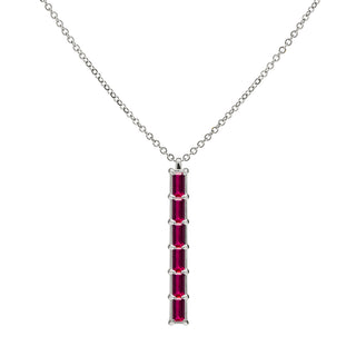 0.80CT Baguette Ruby Diamond July Birthstone Necklace