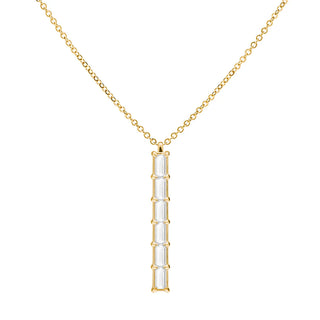 Collier avec pierre de naissance d'avril en diamant moissanite baguette de 0,25 ct pour elle