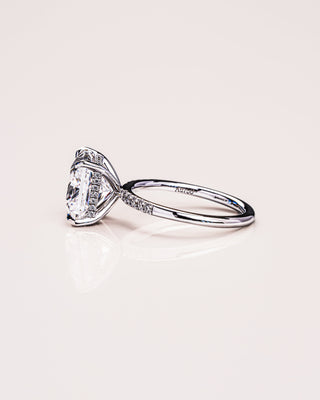 Bague de fiançailles avec halo caché en diamants Princess CVD de 1,0 à 3,87 ct