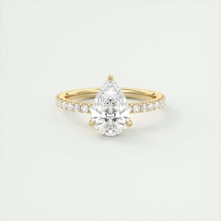 2ct Pear F- VS1 Diamond Pave Engagement Ring