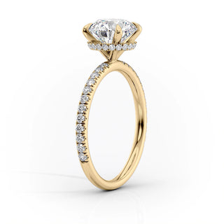 Bague de fiançailles avec halo caché en diamant rond F/VS1 CVD de 1,50 CT à 3,50 CT avec sertissage pavé