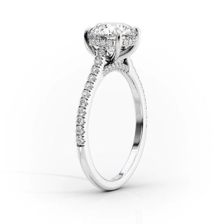 1.0-3.0 Radiant CVD Diamond Hidden Halo Engagement Ring With Pave Setting