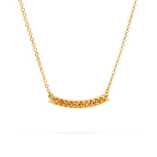 1.32CT Round Citrine Diamond November Birthstone Bar Necklace