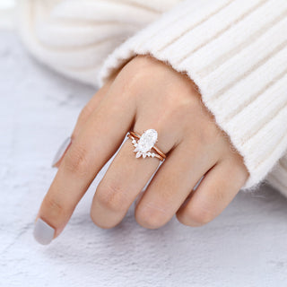 Ensemble de bagues de mariage solitaires en moissanite ovale de 2,50 ct