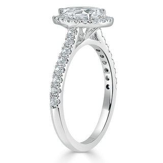 1.0 CT Pear Shaped Moissanite Halo Engagement Ring