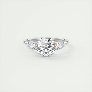 2.0 CT Round Cut Three Stone Moissanite Engagement Ring