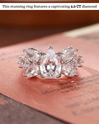 1.0 - 3.0 CT Pear CVD Diamond Cluster Engagement Ring