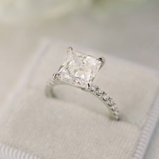 1.50CT Princess Cut Moissanite Classic Pave Diamond Engagement Ring - ELITE CARAT