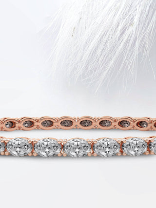 Bracelet de tennis en or 18 carats avec diamants et moissanite taille ovale pour femme