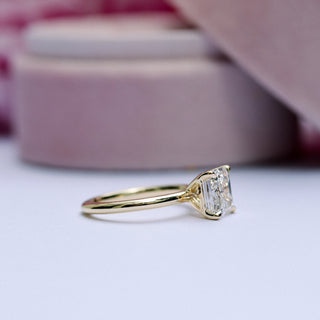 Anillo de compromiso solitario con diamante moissanita Asscher de 2,0 ct para mujer en oro macizo de 14 quilates