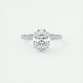 1.91 CT Oval Shaped Moissanite Hidden Halo Engagement Ring