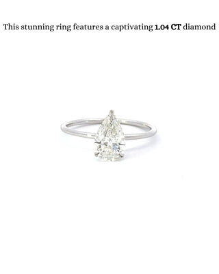 1.04-3.04 CT Pear CVD Diamond Solitaire Engagement Ring