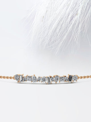 Pulsera de moissanita con diamantes en forma de diamante de 1,83 ct en oro blanco