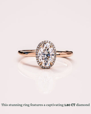 Bague de fiançailles avec halo de diamants ovales CVD de 1,80 à 3,80 ct