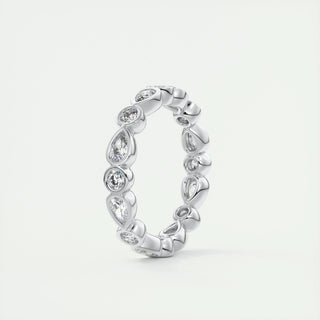 1.28 TCW Pear & Round CVD Diamond Bezel Wedding Band