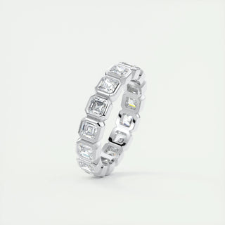 2.25 TCW Asscher CVD Diamond Bezel Wedding Band