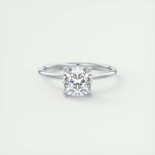 2ct Cushion F- VS1 Diamond Hidden Halo Engagement Ring