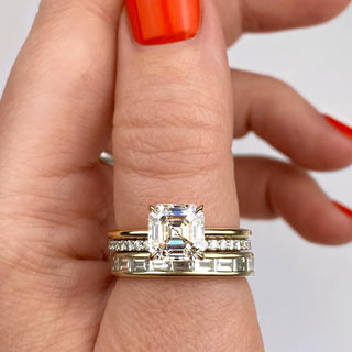 Anillo de compromiso con solitario de diamantes Asscher de 1,0-3,0 ct