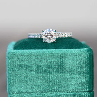 2.45CT Round Brilliant Cut Moissanite Pave Diamond Engagement Ring - ELITE CARAT