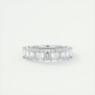 1.80 Emerald Cut Half Eternity Moissanite Bridal Wedding Band