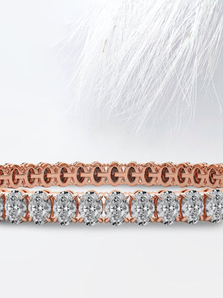 Pulsera de diamantes de tenis de moissanita de talla ovalada de 8,0 ct en oro blanco de 14 k