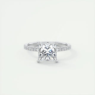 1.0-3.0 ct Princess Diamond Engagement Ring With Pave Setting