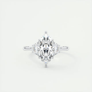 Bague de fiançailles à trois pierres en moissanite de forme marquise de 1,98 ct