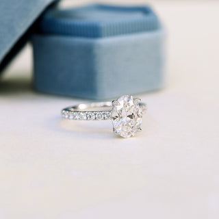 2.25CT Oval Cut Moissanite Pave Diamond Engagement Ring - ELITE CARAT