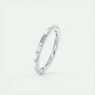 1.02 CT Baguette Shaped Moissanite Bar Setting Wedding Band