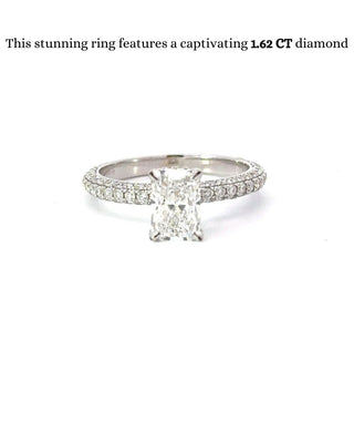 1.62-3.62 CT Radiant  CVD Diamond Pave Setting Engagement Ring