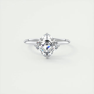 2.03 CT Asscher Shaped Moissanite Solitaire Engagement Ring