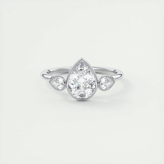 1.33 CT Pear Shaped Moissanite Three Stone Engagement Ring