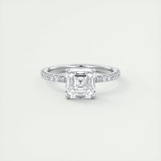 1.0-3.0 ct Asscher Diamond Engagement Ring With Pave Setting