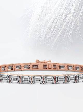 Bracelet tennis en diamants et moissanite taille émeraude de 7,0 ct pour elle