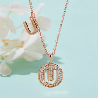 Collier avec diamants et moissanite en forme de lettre « U » pour femme