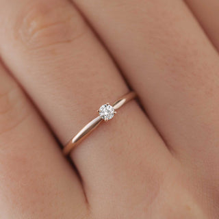 0.11 CT Round Shaped Moissanite Solitaire Engagement Ring