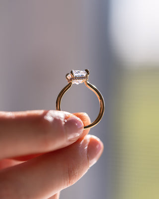 Bague de fiançailles avec halo caché en diamant CVD émeraude de 1,30 à 3,30 ct