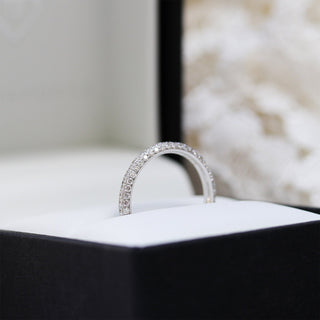 Round Brilliant Cut 3 Side Pave Diamond Wedding Band - ELITE CARAT