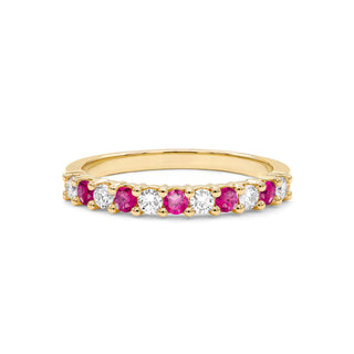 0.40CT Round Ruby Diamond July Birthstone Band