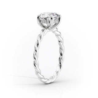 Bague de fiançailles avec halo caché en diamant CVD ovale de 1,50 à 3,50 ct