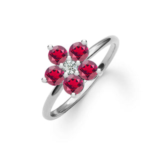 Bague avec pierre de naissance du mois de juillet et diamants en rubis rond de 1,25 ct