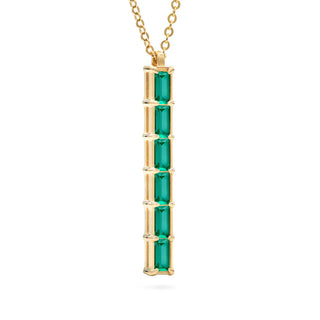 2.0CT Baguette Emerald Diamond May Birthstone Necklace