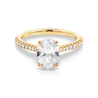 Bague de fiançailles pavée de diamants ovales CVD de 1,62 à 3,50 ct