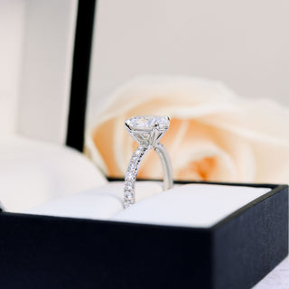 2.25CT Oval Cut Moissanite Pave Diamond Engagement Ring - ELITE CARAT