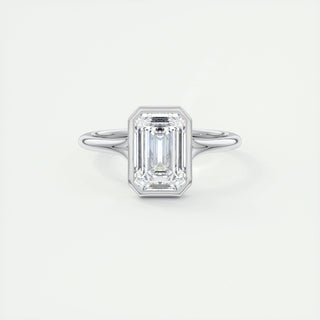 Bague de fiançailles avec lunette en moissanite en forme d'émeraude de 2,03 ct