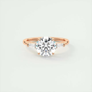 2.0 CT Round Shaped Moissanite Three Stones Engagement Ring