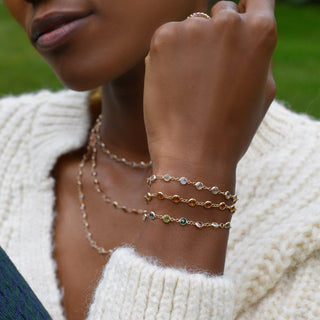 Pulsera de diamantes citrinos redondos de 4,50 quilates con piedra natal de noviembre