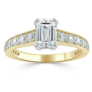 0.75 CT Emerald Cut Solitaire Moissanite Engagement Ring